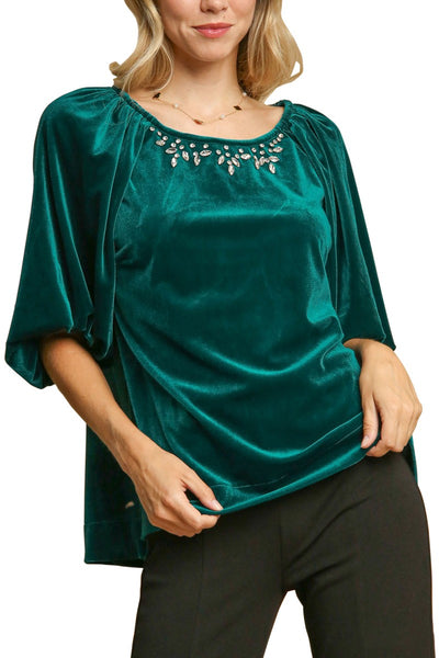 Velvet Round Neck Boxy Top