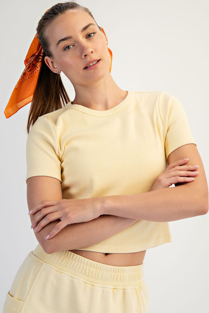 Mineral Washed Rib Cropped Tee