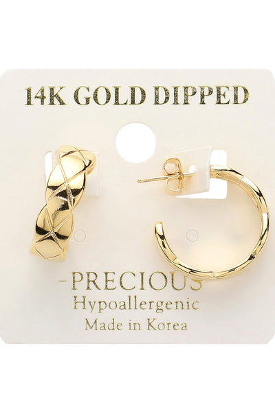 14K Gold Hypoallergenic Textured Hoop Earrings