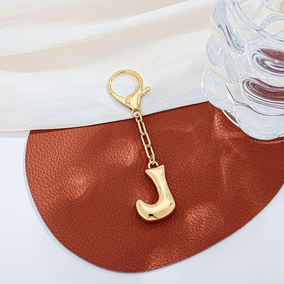 Bubble Letter Monogram Bag Charm Key Chain