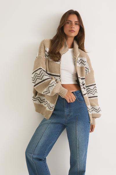 Long Sleeve Collared Sweater Jacket