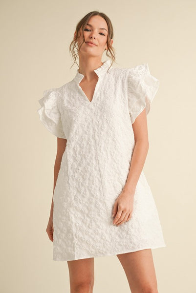 Floral Embroidered Ruffle Dress