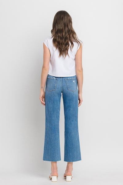 Vervet High Rise Raw Hem Slim Wide Jean