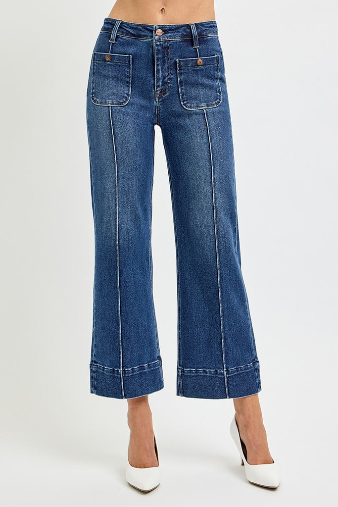 Risen HR Crop Wide Leg Jeans