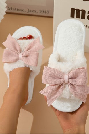 Bow Indoor Warm Thick Soled Non-Slip Slippers