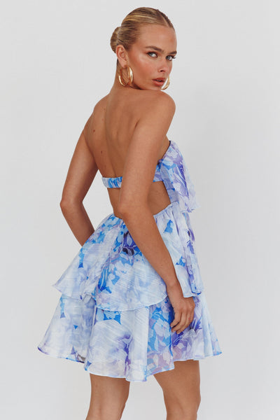 Floral Chiffon Tiered Mini Dress