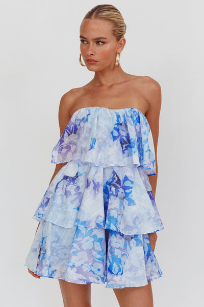 Floral Chiffon Tiered Mini Dress