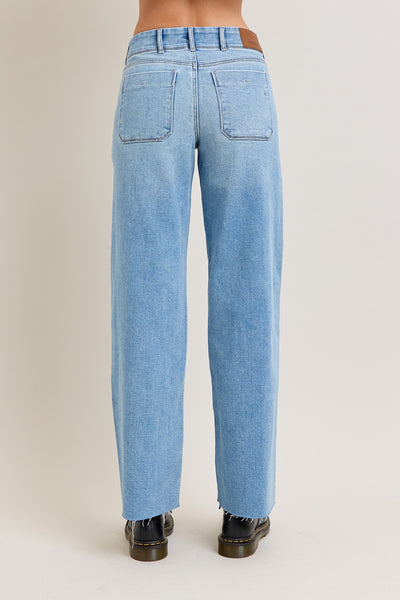 Hidden Two Button Patch Pocket Dad Jean