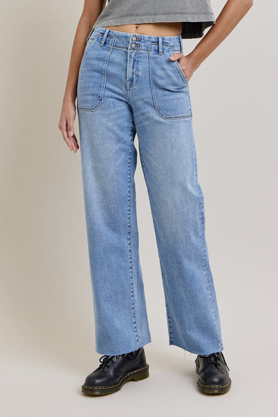 Hidden Two Button Patch Pocket Dad Jean