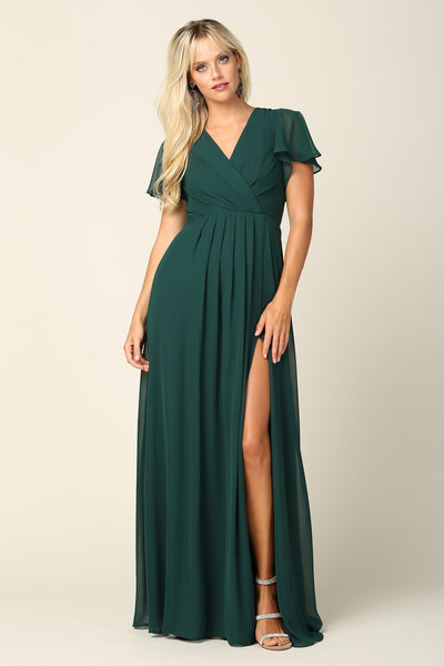 Pleated Empire Waist Chiffon Dress