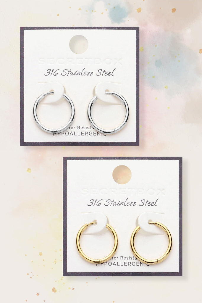 Stainless Steel Round Hoop Earrings