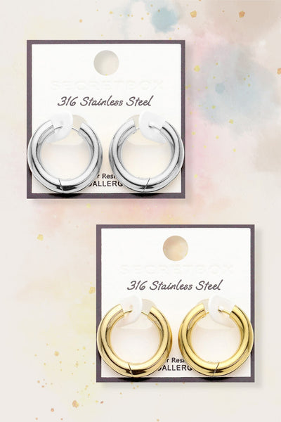 Stainless Steel Round Hoop Earrings