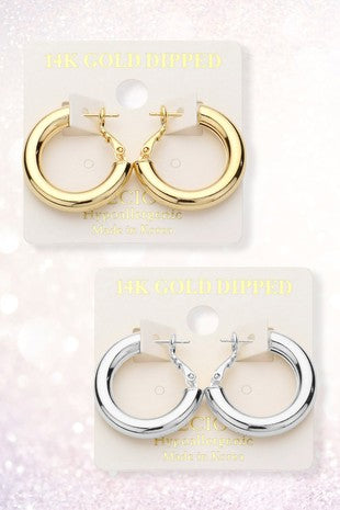 14K Gold Hypoallergenic Chunky Hoop Earrings