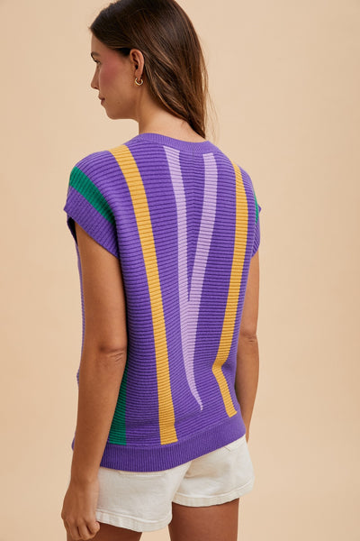 Multi Color Chevron Striped Sweater Top