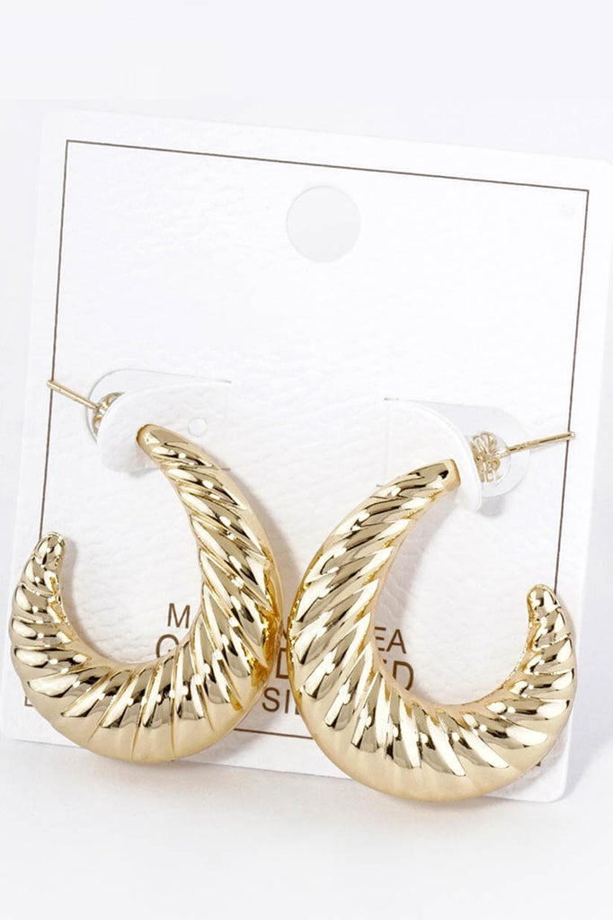 Gold Dipped Croissant Hoop Earrings