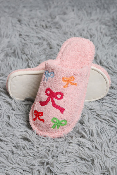 Ribbon Embroidered Soft Home Indoor Floor Slippers