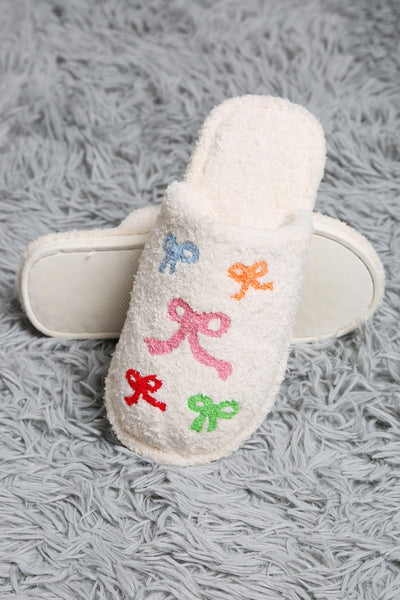 Ribbon Embroidered Soft Home Indoor Floor Slippers