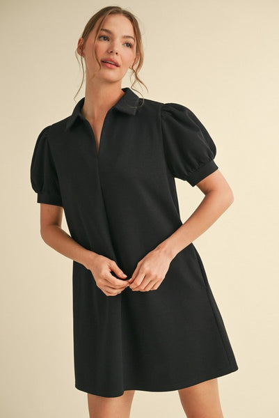 Jersey Collar Dress With Pockets