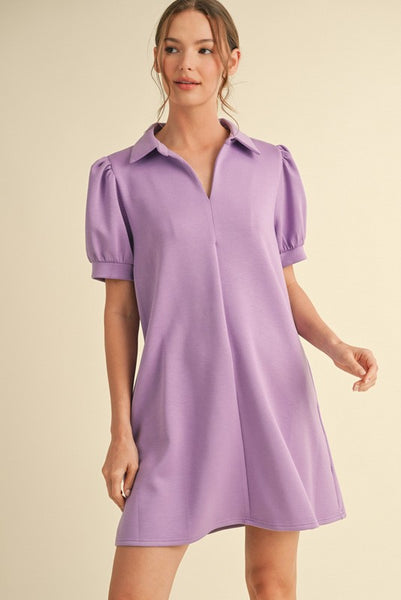 Jersey Collar Dress With Pockets