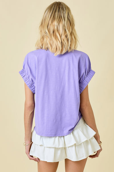 Oversized Knit Top W/ Elastic Sleeve Detail