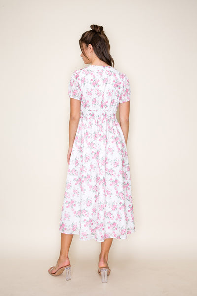 Floral Smocked Waist Midi Dress