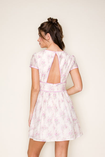 Contrast Eyelet Cutout Back Mini Dress