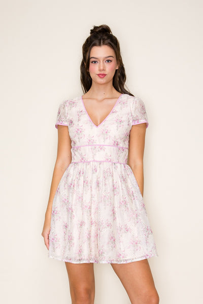 Contrast Eyelet Cutout Back Mini Dress