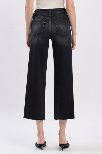 Vervet High Rise Raw Hem Crop Wide Jean