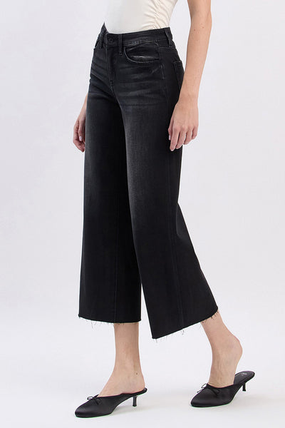 Vervet High Rise Raw Hem Crop Wide Jean