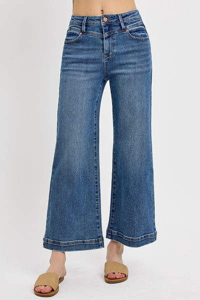 Risen HR Crop Wide Front Yoke Jeans