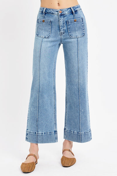 Risen HR Crop Wide Leg Jeans