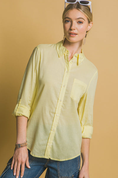 Roll-Up Sleeve Linen-Blend Shirt