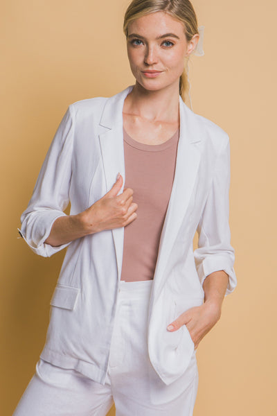 Open - Front Linen Blazer