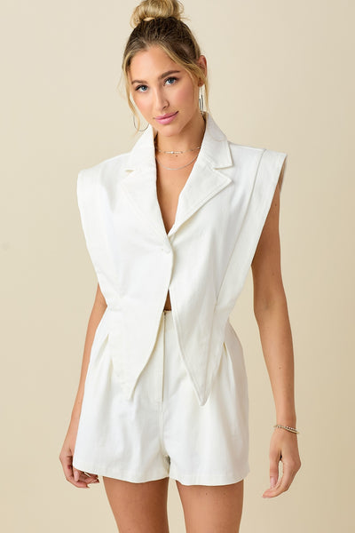 Blazer Style Denim Romper