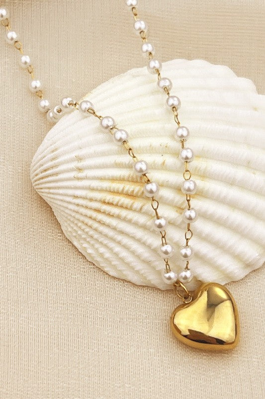 18k Stainless Steel Tarnish Free Heart Necklace
