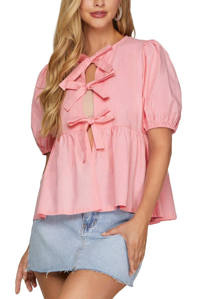 Short Sleeve Woven Blouse Top