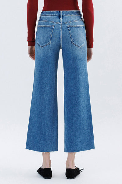 Vervet HR Raw Hem Crop Slim Wide Jeans