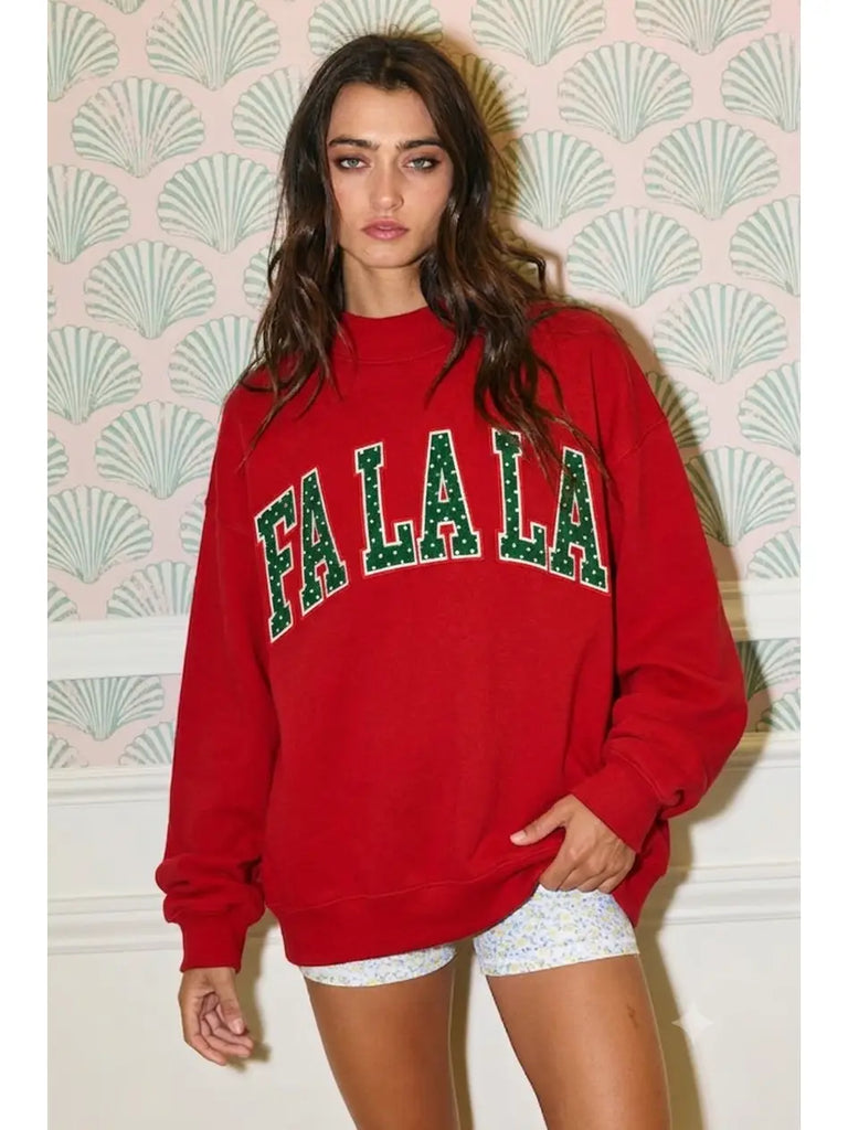 'FALALA' Applique Mock-Neck Sweatshirt