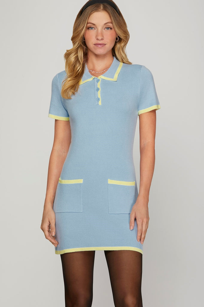 Short Sleeve Sweater Mini Dress