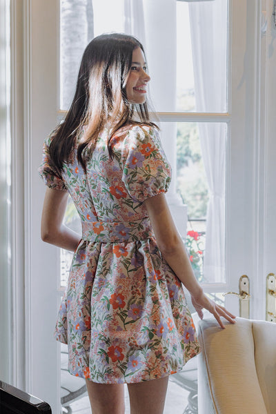 Floral Flare Dress w/ Waist Bow
