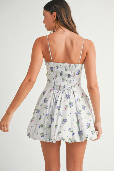 Floral Print Bubble Hem Mini Dress