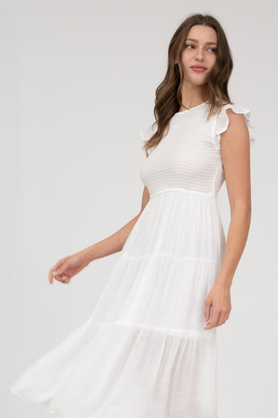 Smocked Tiered Midi Dress