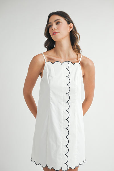 Scallop Detail Spaghetti Strap Mini Dress