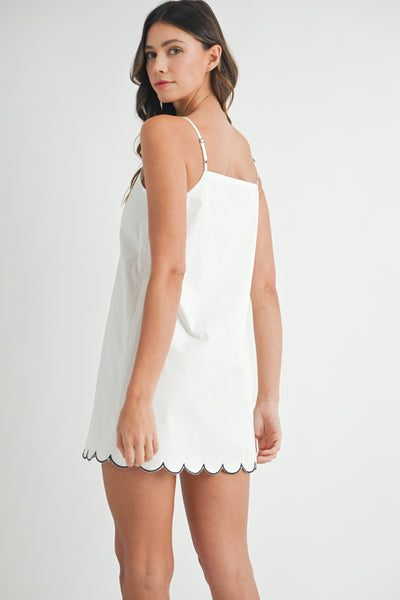 Scallop Detail Spaghetti Strap Mini Dress