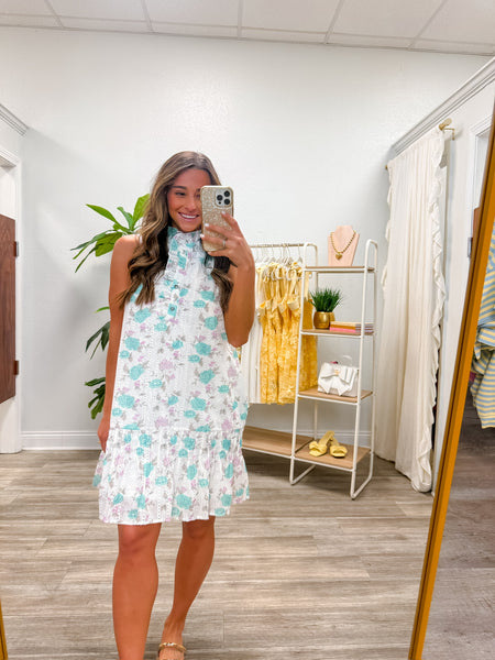 Sleeveless Floral Textured Mini Dress