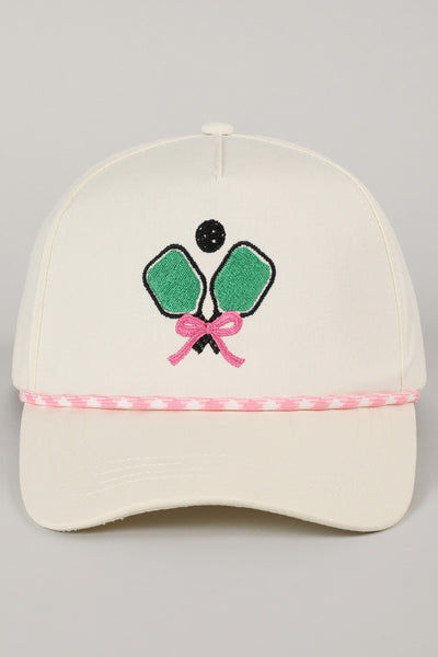 Pickleball Pad Ball Ribbon Embroidery Trucker Hat