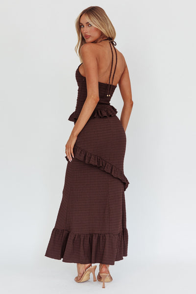 Halter Neck String Tie Crinkle Maxi Dress