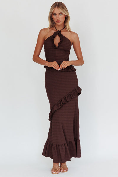 Halter Neck String Tie Crinkle Maxi Dress