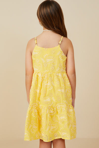 Girls Paisley Embroidered Tiered Tank Dress