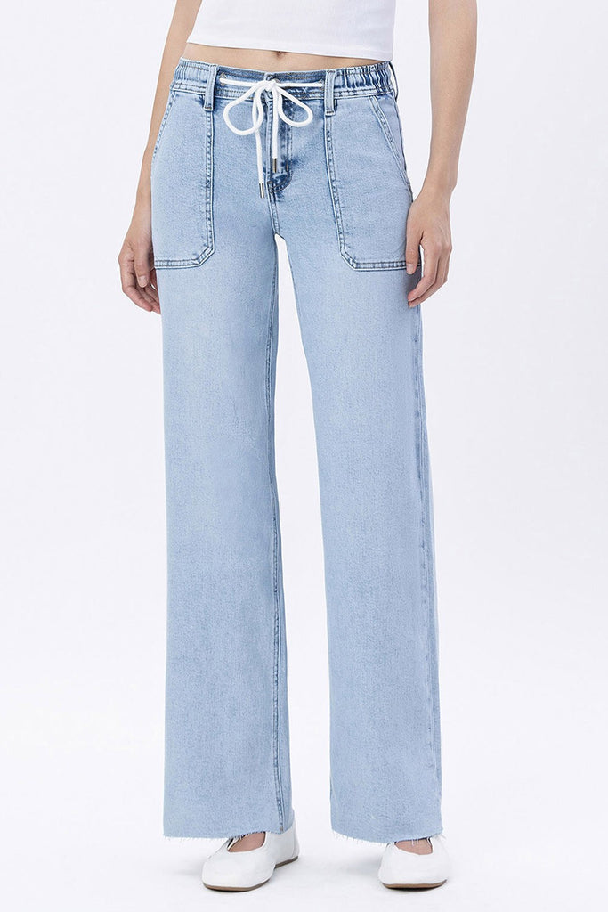 Vervet HR Drawstring Waist Wide Leg Jeans